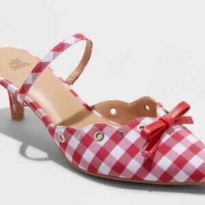 Lysandra Gingham Eyelet Kitten Heels